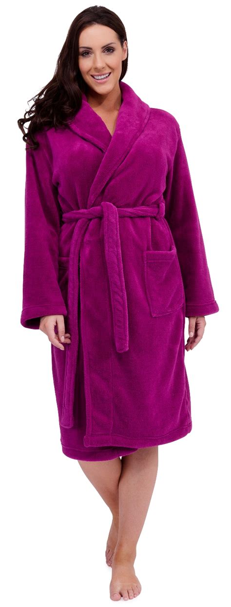 Ladies Long Luxury Coral Fleece Dressing Gowns Bath Robes Womens Size Uk 6 16 Ebay