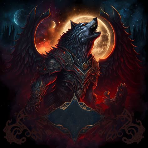 Epic Winged Wolf With Full Moon By Pm Artistic On Deviantart