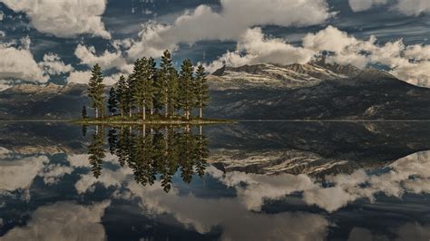 1920x1080 Nature Landscape Clouds Trees Forest Water Reflection Horizon