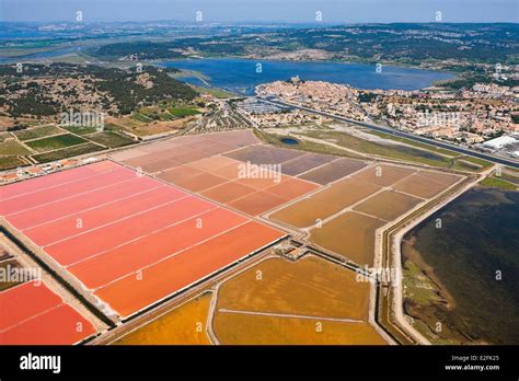 France Aude Salt Marshes Saline Of Gruissan Aerial View Stock Photo