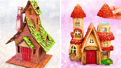 Diy Fairy Houses Building 2 Fairy Houses From Cardboard And Jars