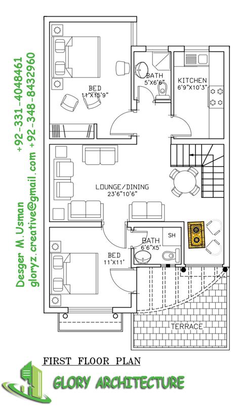 25×50 House Plan 5 Marla House Plan Glory Architecture
