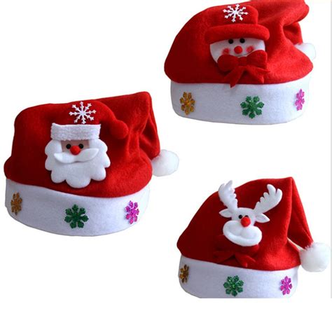 5pcs Funny Kids Christmas Hat Santa Claus Snowman Elk Snowflakes