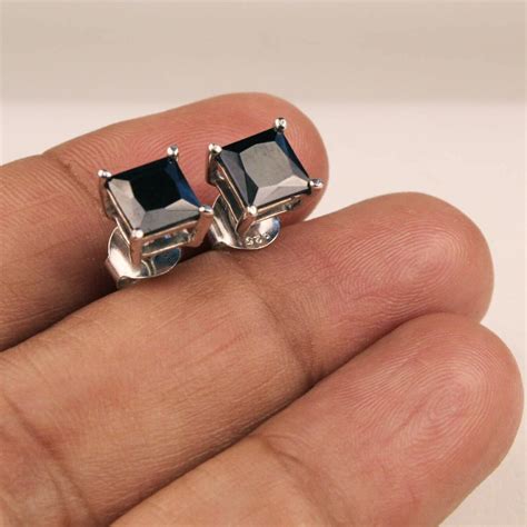 100 Ct Princess Cut Black Diamond Solitaire Stud Earrings For Etsy