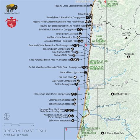 Oregon Coast Camping Map Map Of The World
