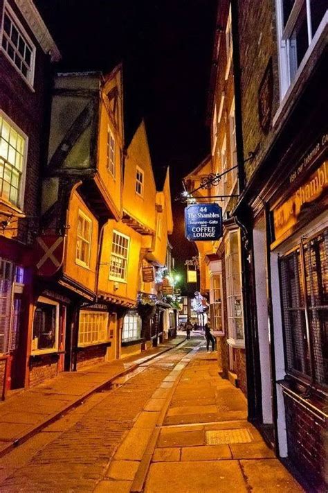 The Historic Street The Shambles At Night York Yorkshire England