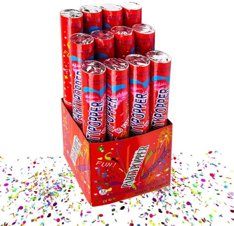 Toysery Confetti Cannon Large Party Poppers 12 Pack Safe Air