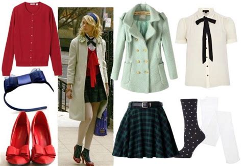 Jenny Humphrey Look 1 With Mint Peacoat Plaid Skirt White Tights
