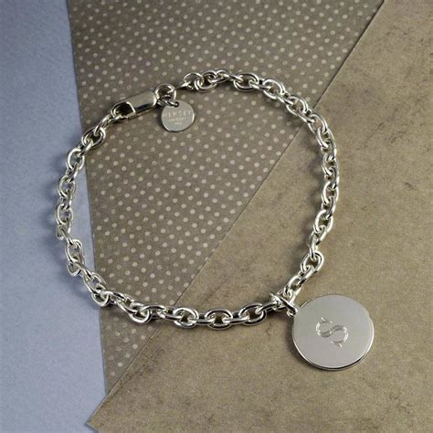 Solid Silver Initial Charm Bracelet By Hersey Silversmiths