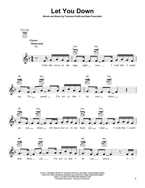 Examples of using sorry that i let you down in a sentence and their translations. Let You Down Partituras | NF | Ukelele