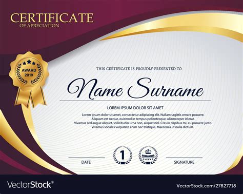 Creative Certificate Appreciation Award Template Vector Image