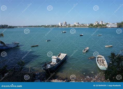Waterfront In Mombasa With A Couple Of Fisher Boats Editorial Stock