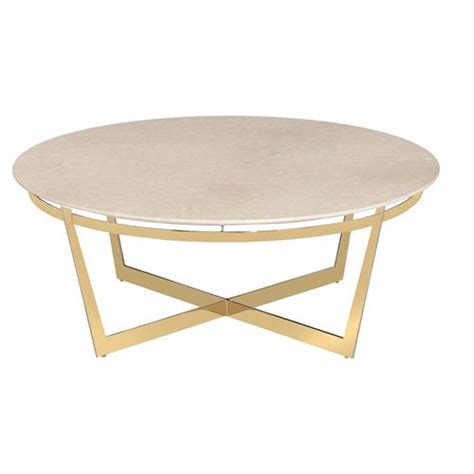 Alexys Cream Marble Round Gold Coffee Table Kathy Kuo Home