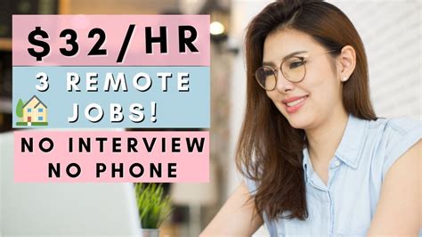 3 Remote Jobs 32 Per Hr No Interview No Talking On The Phone Work From Home Jobs 2023 Youtube