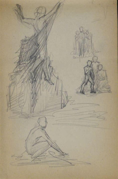 470. Four figure sketches · University Museums, Iowa State University