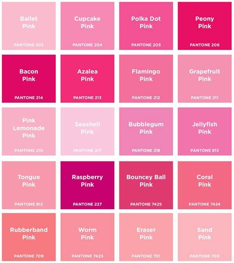 Pink Color Chart Pantone Color Chart Pink Color Chart Color Palette