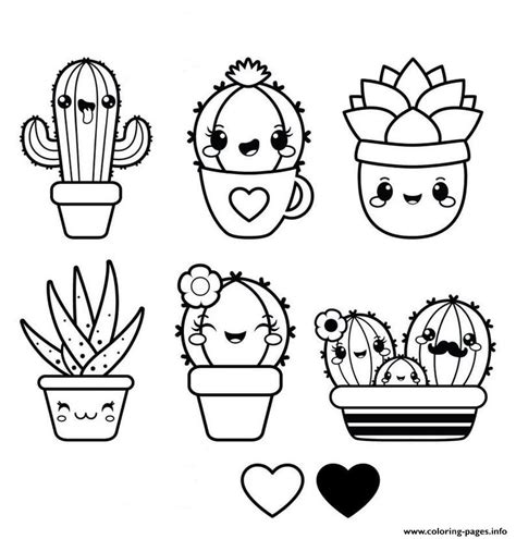 Cactus · coloring book · coloring pages · cute · cute prickly cactus coloring pages book · for boys · for children · for girls · prickly. Kawaii Funny Characters Cactus Cactaceae Coloring Pages ...