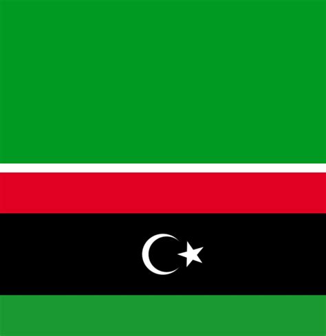 Fahne zeigt drei streifen in rot, schwarz und grün im verhältnis 1:2. File:Both flags of Libya 2011.gif - Wikimedia Commons