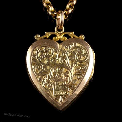 Antiques Atlas Antique Victorian Gold Locket Chain Heart Locket