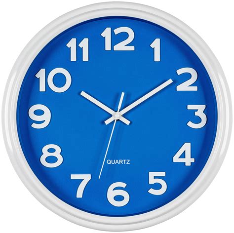 Bernhard Products Blue Wall Clock 125 Inch Silent Non Ticking Modern