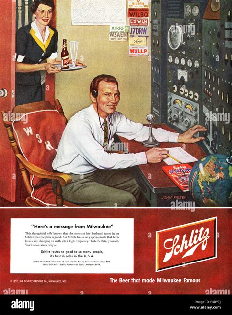 1952 Us Advertisement For Schlitz Beer Illustrated By John Falter