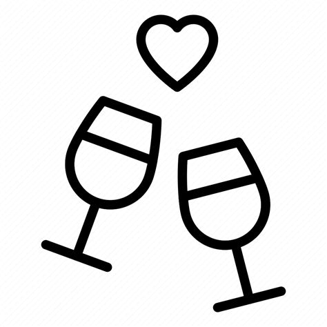 Wine Glasses Heart Alcohol Romantic Love Cheers Drink Icon