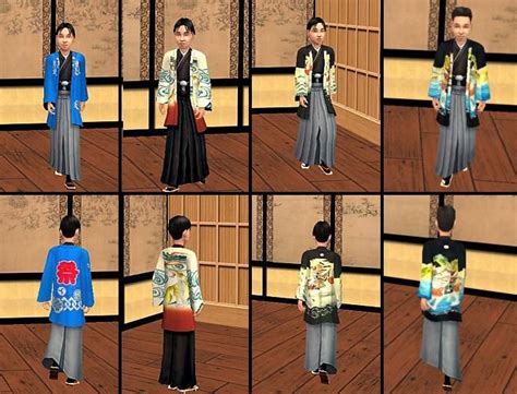 Mod The Sims 4 Recolours Of Hakama Outfits For Children Sims Sims