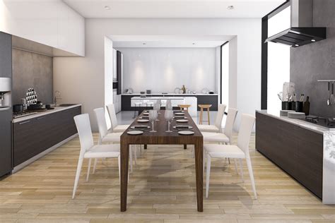 Or download all the models. 3D Wood contemporary kitchen with dining room | CGTrader