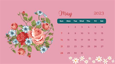 Colorful Flowers May Calendar Light Pink Background 4k Hd May 2023