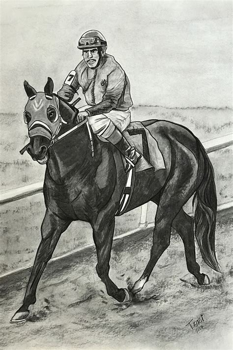 Victory Lap Horse Charcoal Drawing Print Race Horse Print | Etsy