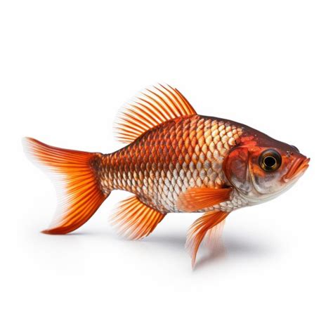 Premium Ai Image Realistic Red Fish On White Background With Black Fins
