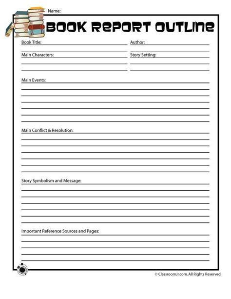 8 Best Images Of Printable Book Report Outline 5th Grade Book Report