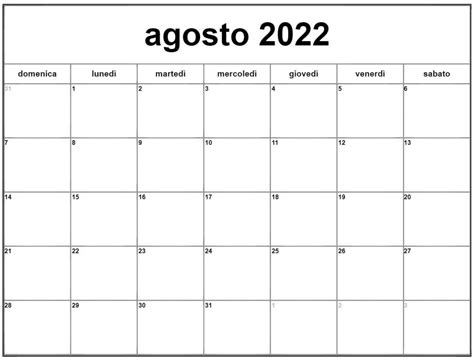 Calendario Agosto 2022 Para Imprimir Docalendario