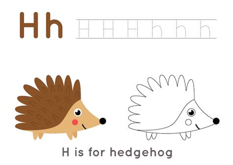 Premium Vector Coloring Page With Cute Cartoon Hedgehog Alphabet