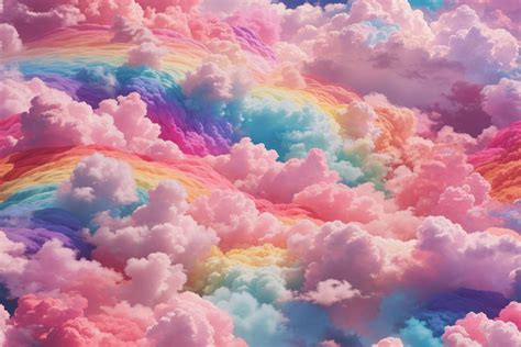 Rainbow Cotton Candy Cloud Background Graphic By Forhadx5 · Creative