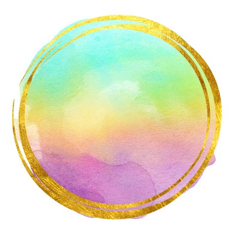 Rainbow Watercolor Dot Clipart Set Golden Circle Images Etsy