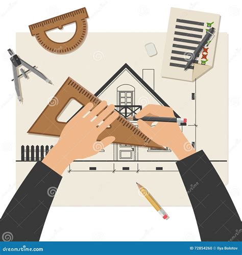 Architect At Work Stock Vector Illustration Of Engineer 72854260