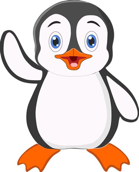 A Cartoon Penguin With Blue Eyes And An Orange Beak