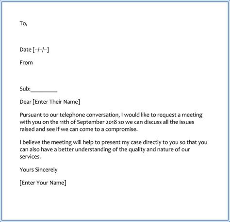 Sean oon provides a sample letter of objection: Sample Request Letter for Meeting Appointment with Client