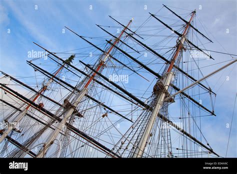 Masts Of The Old Sailing Ship Stock Photo Alamy