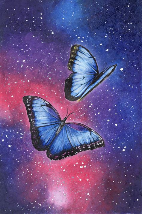 Butterflies Original Watercolour Pencilacrylic Drawing Sue Findlay
