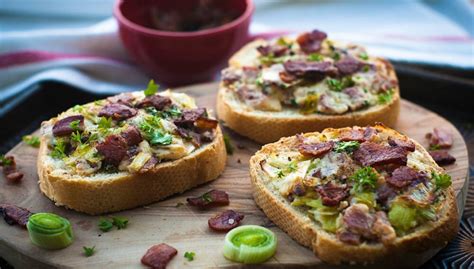 Recette Tartines Au Bacon Aux Poireaux Et Au Fromage F M Nard