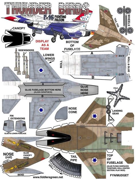 Papercraft Airplane Model 3d American Jet F 16 Israel Air Force Paper