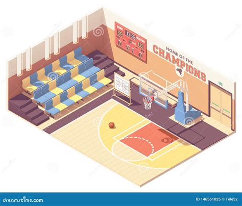Gymnasium With Basketball Hoops Cartoon Illustration Ai Aigenerated
