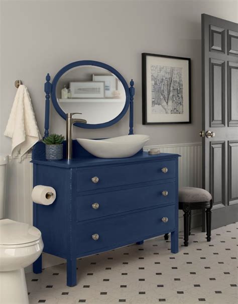 Cozy chairs, chests & decor unfinished vanity bench an interesting backless bench stylization. Do it Yourself: Timeless Blue Vanity Dresser - Colorfully BEHR