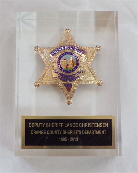 ORANGE COUNTY SHERIFF RECTANGLE LUCITE - ER Badge
