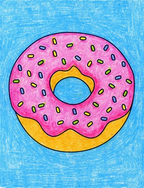 Easy How To Draw A Donut Tutorial And Donut Drawing Coloring Page
