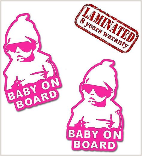2 X Vinyl Self Adhesive Funny Stickers Hangover Baby On Board Pink