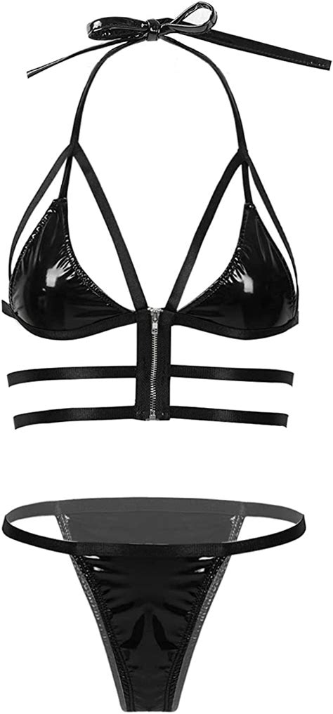 TiaoBug Lingerie Donna Sexy Hot Per Sesso Aperto Babydoll Bralette Push Up Pelle Wetlook Bustier