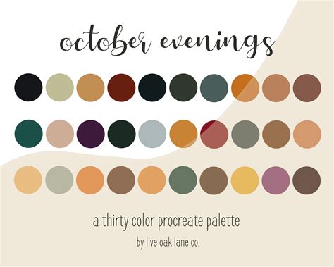 October Evenings Procreate Color Palette Colors For Etsy